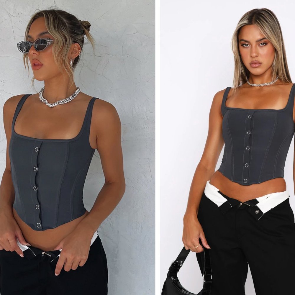 White Fox It's You Crop Charcoal Corset